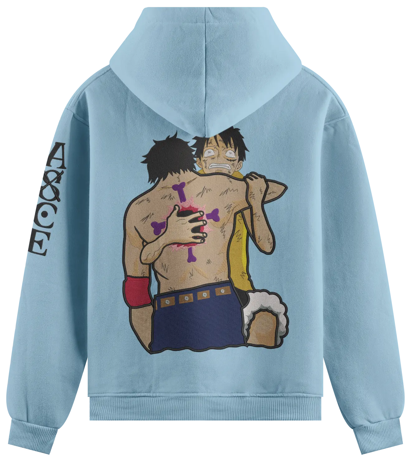 Felpa Ricamata Ace dead x Onepiece - Made in Italy