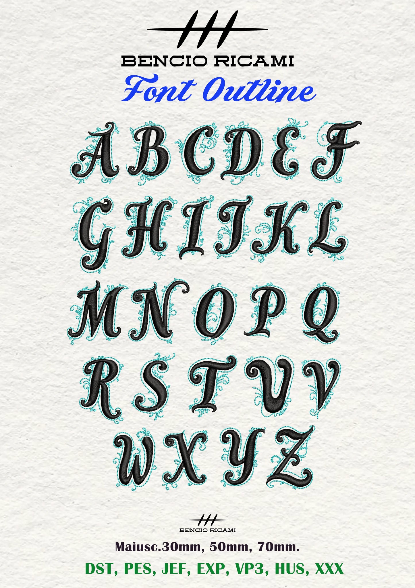 Font Outline1 - BencioRicami