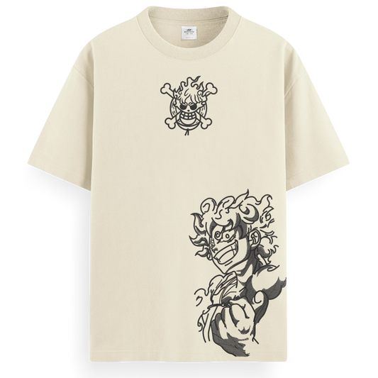 T-shirt Ricamata Luffy gear 5 profilo x One piece - Made in Italy