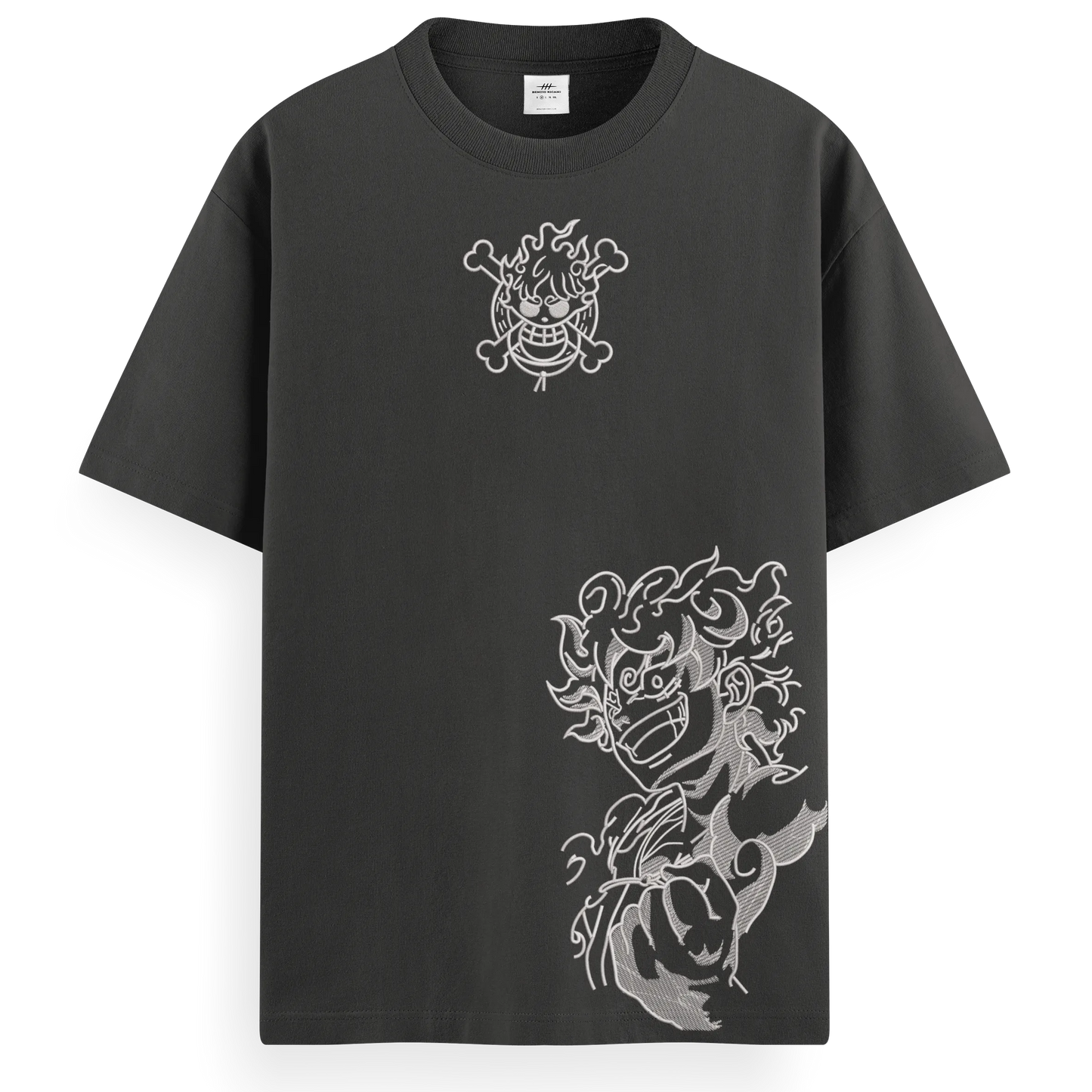 T-shirt Ricamata Luffy gear 5 profilo x One piece - Made in Italy