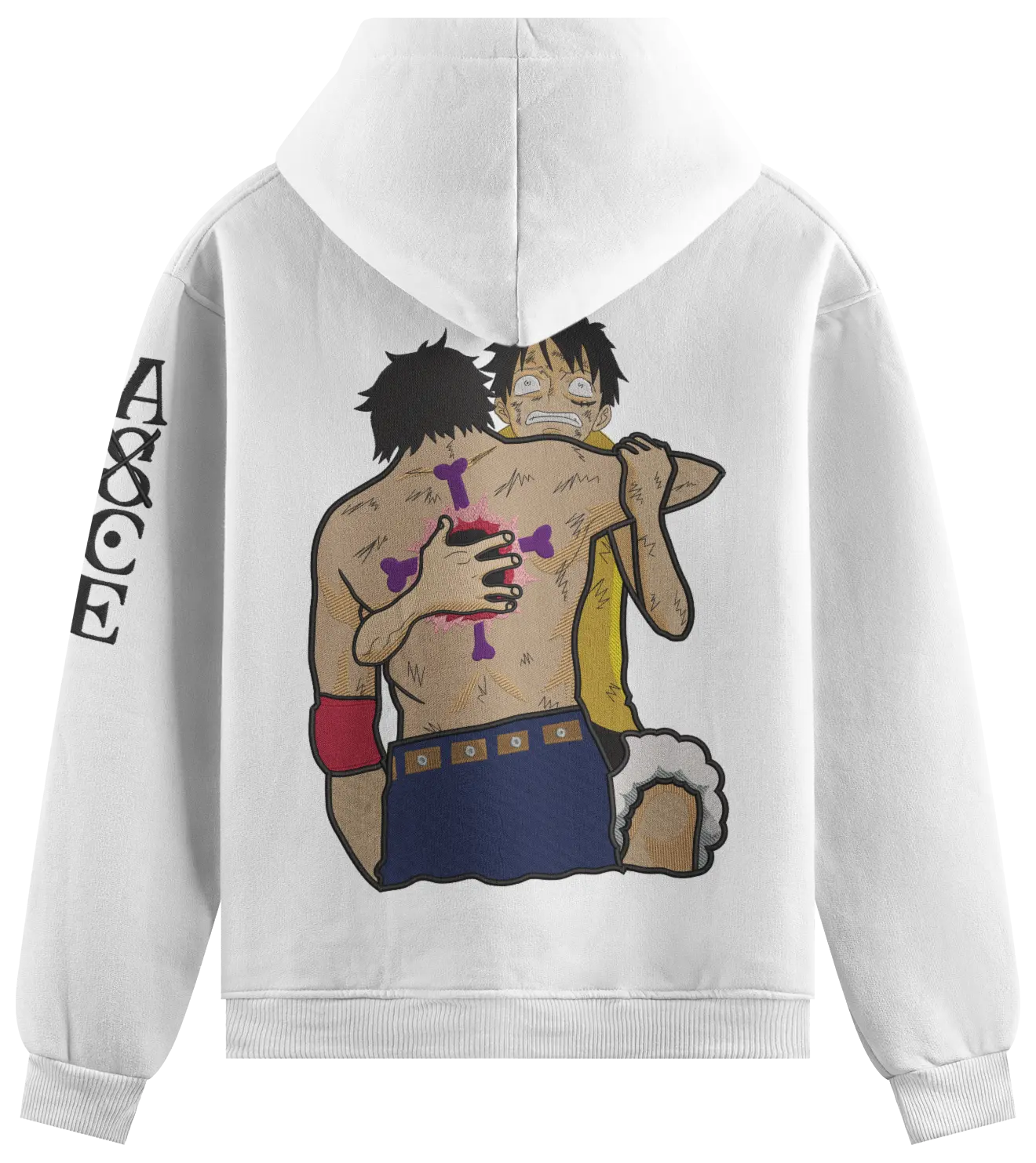 Felpa Ricamata Ace dead x Onepiece - Made in Italy