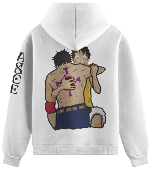 Felpa Ricamata Ace dead x Onepiece - Made in Italy