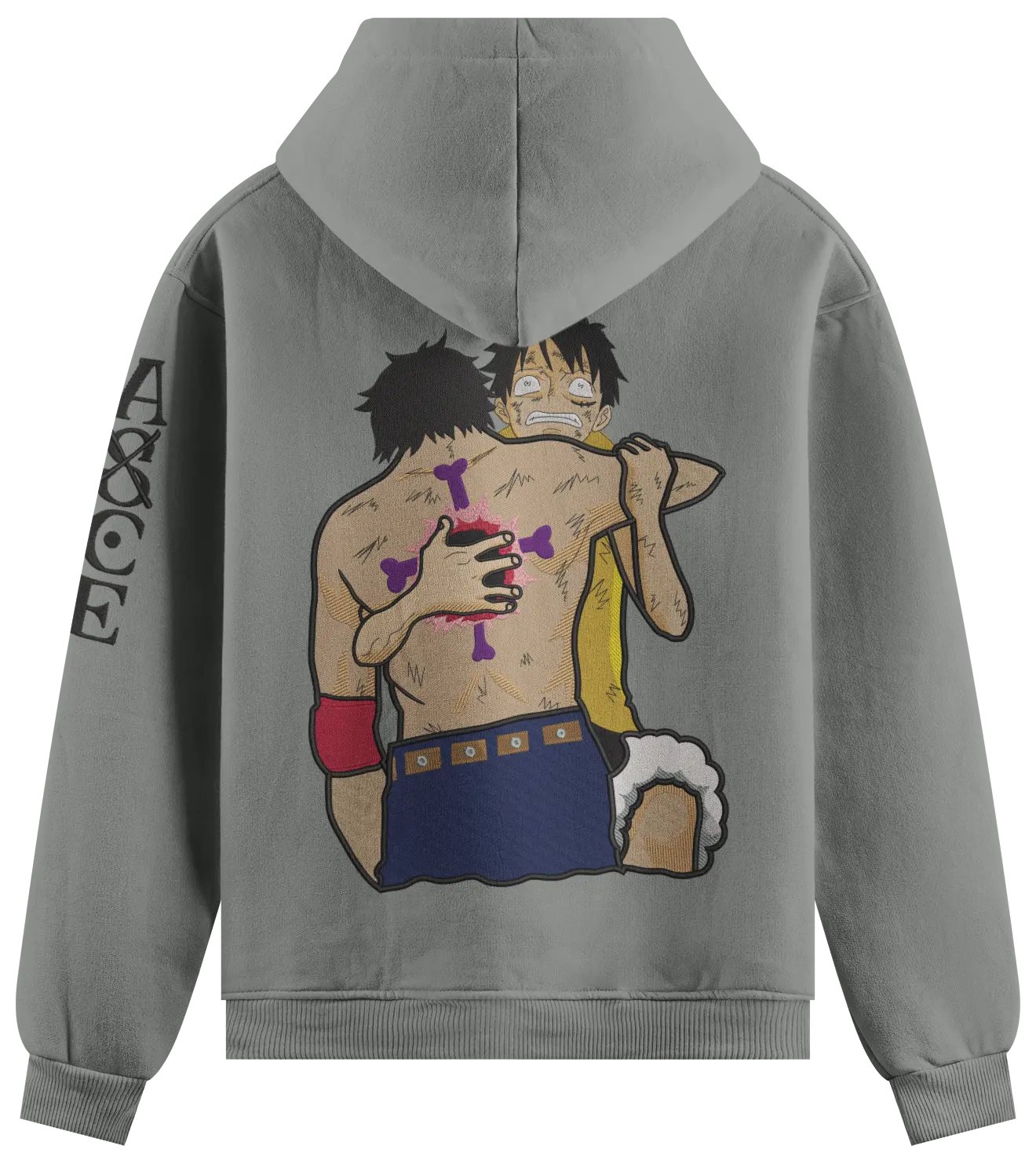 Felpa Ricamata Ace dead x Onepiece - Made in Italy