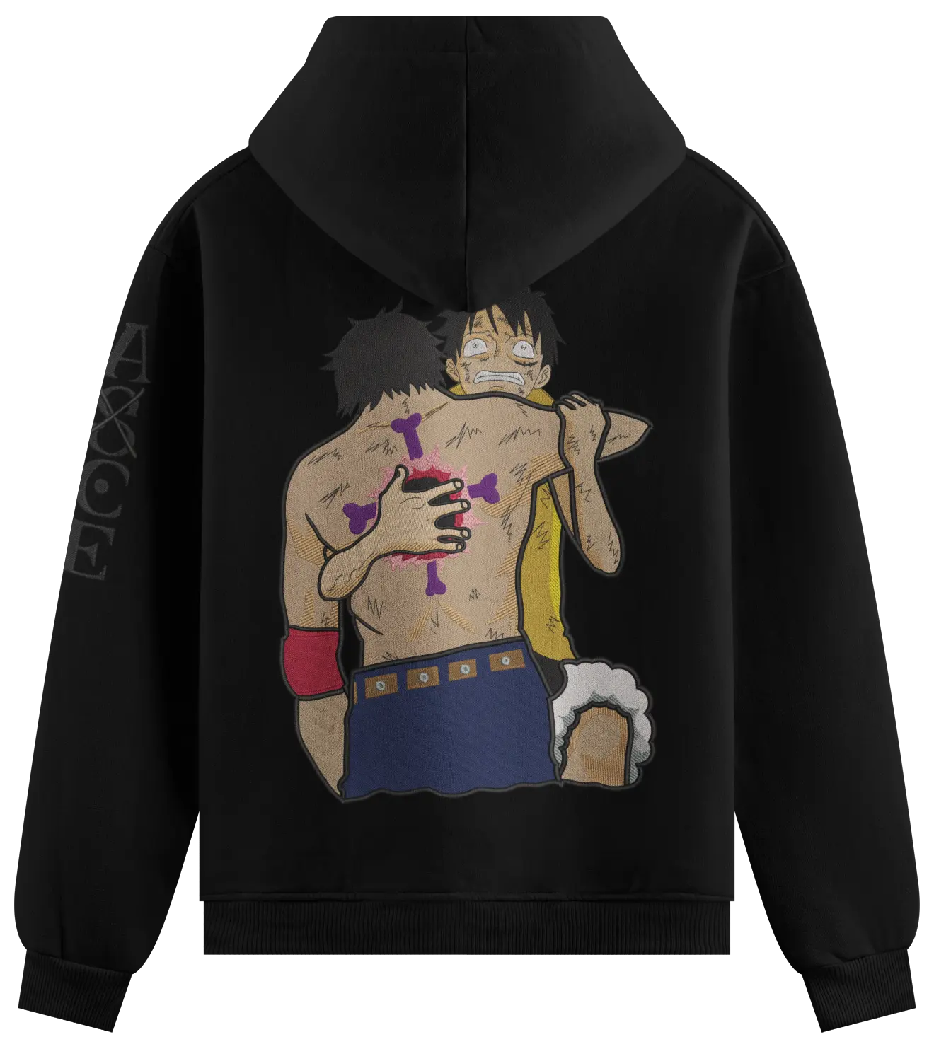 Felpa Ricamata Ace dead x Onepiece - Made in Italy