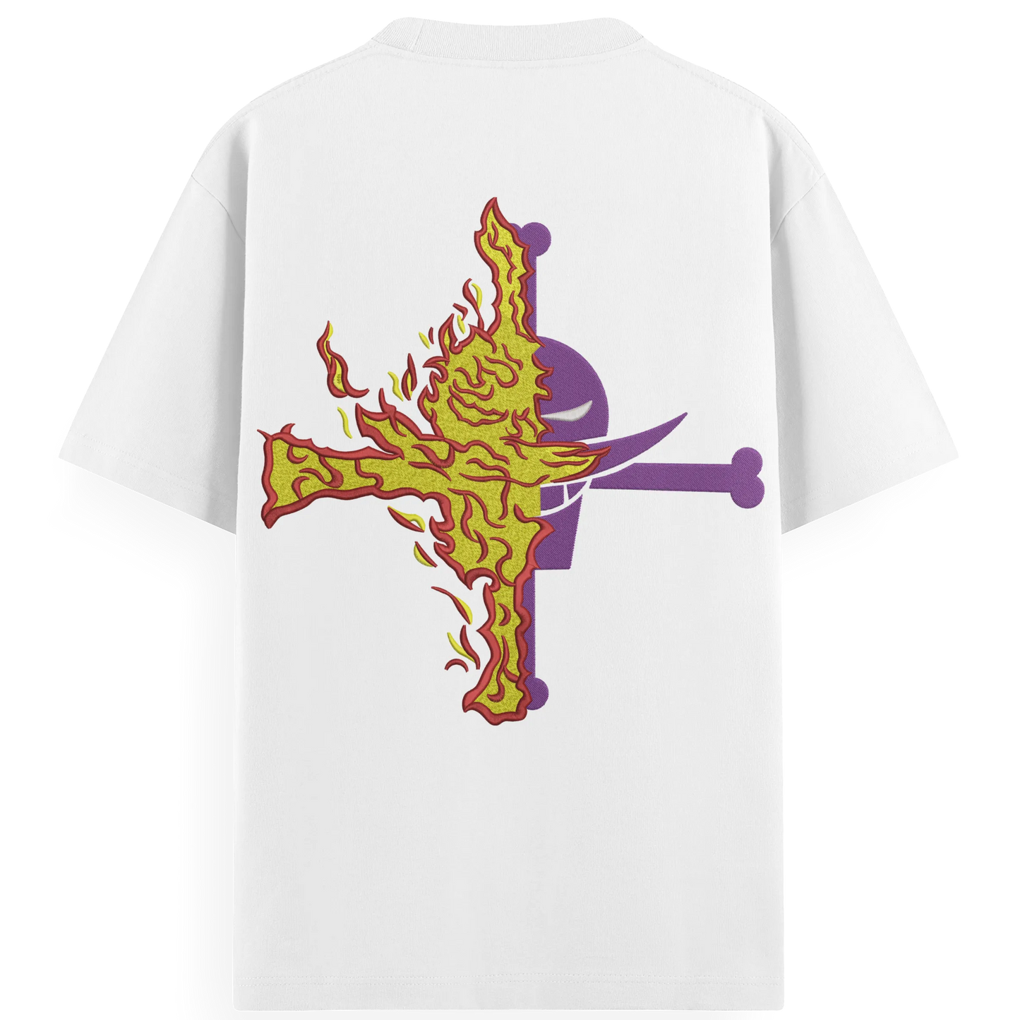 T-shirt Ricamata Barbabianca fire x One piece  - Made in Italy