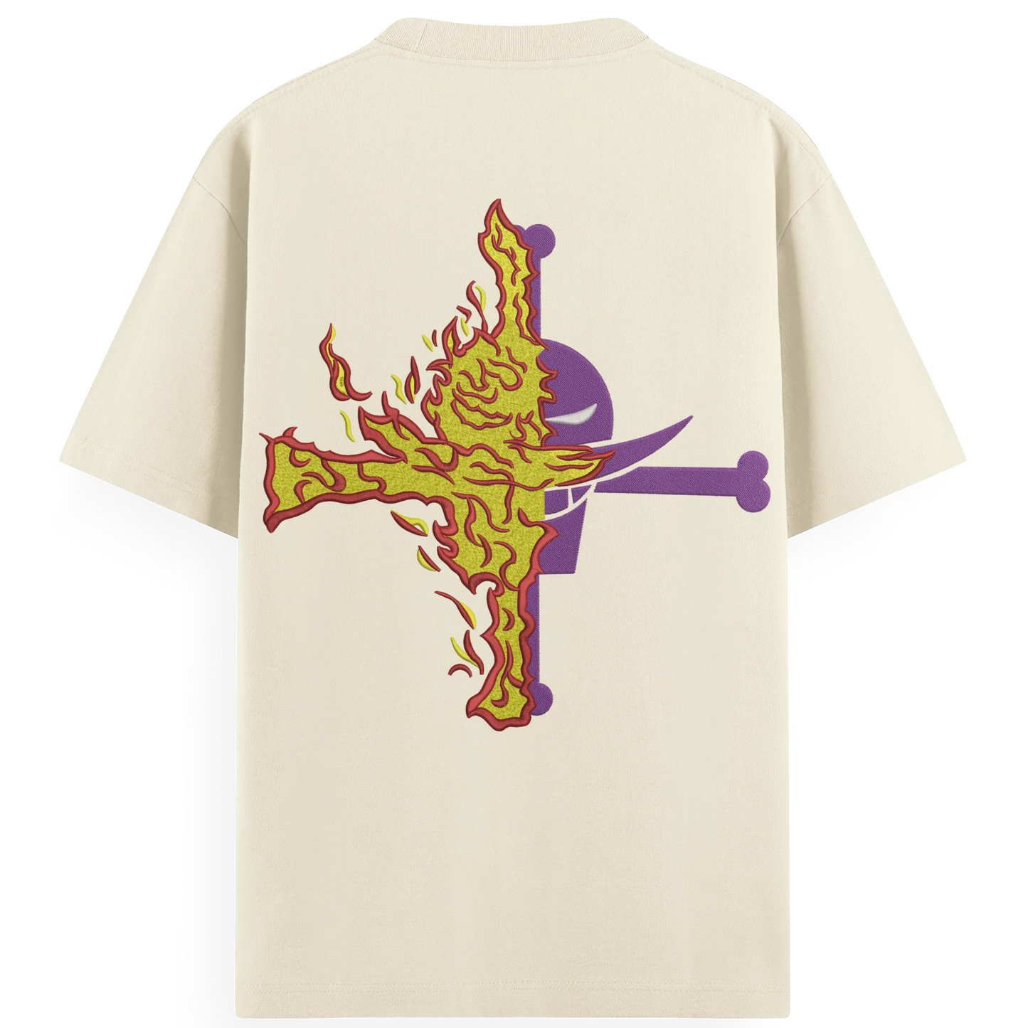 T-shirt Ricamata Barbabianca fire x One piece  - Made in Italy