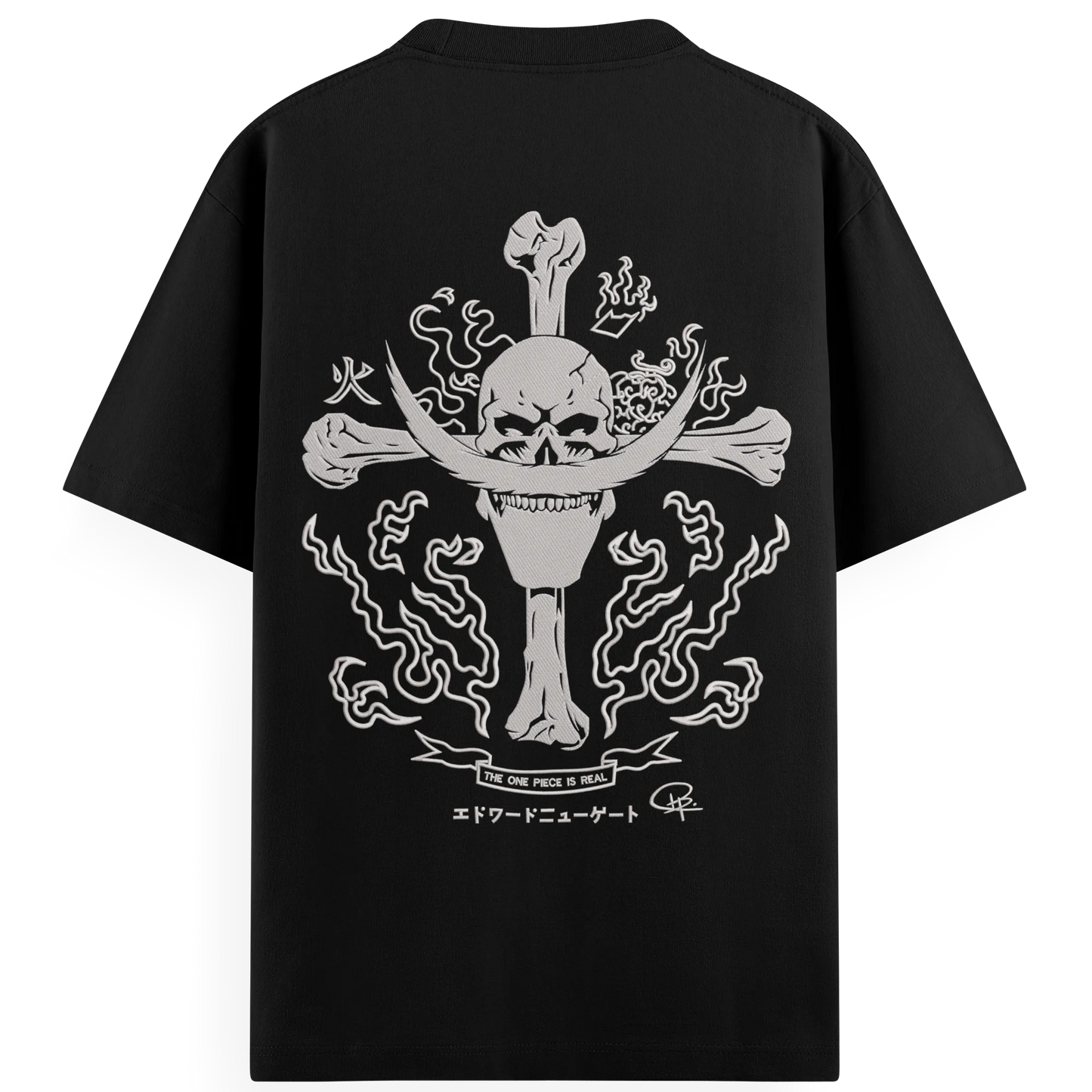 T-shirt Ricamata Barbabianca shirohige x One piece  - Made in Italy