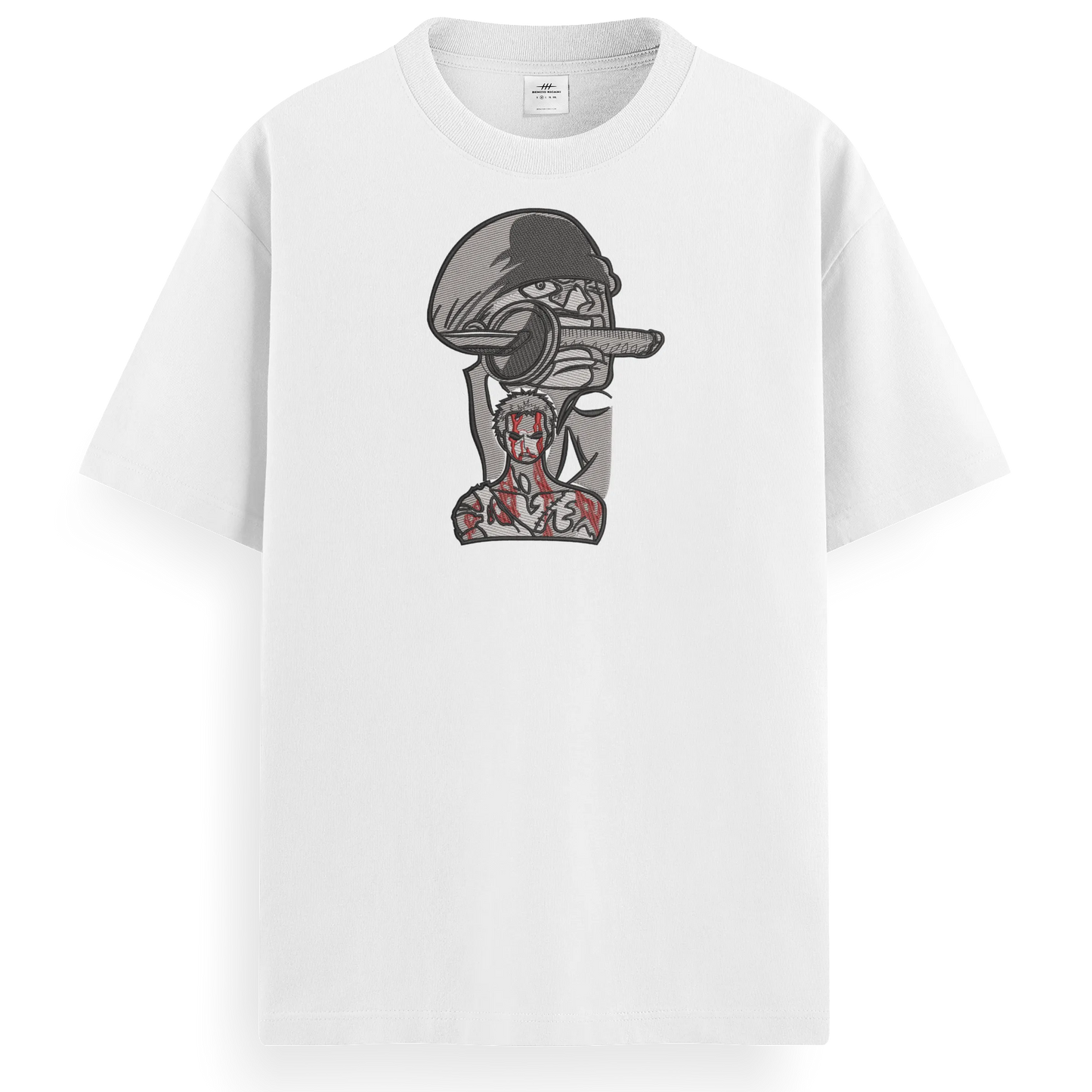 T-shirt Ricamata Zoro sacrificio x One piece  - Made in Italy