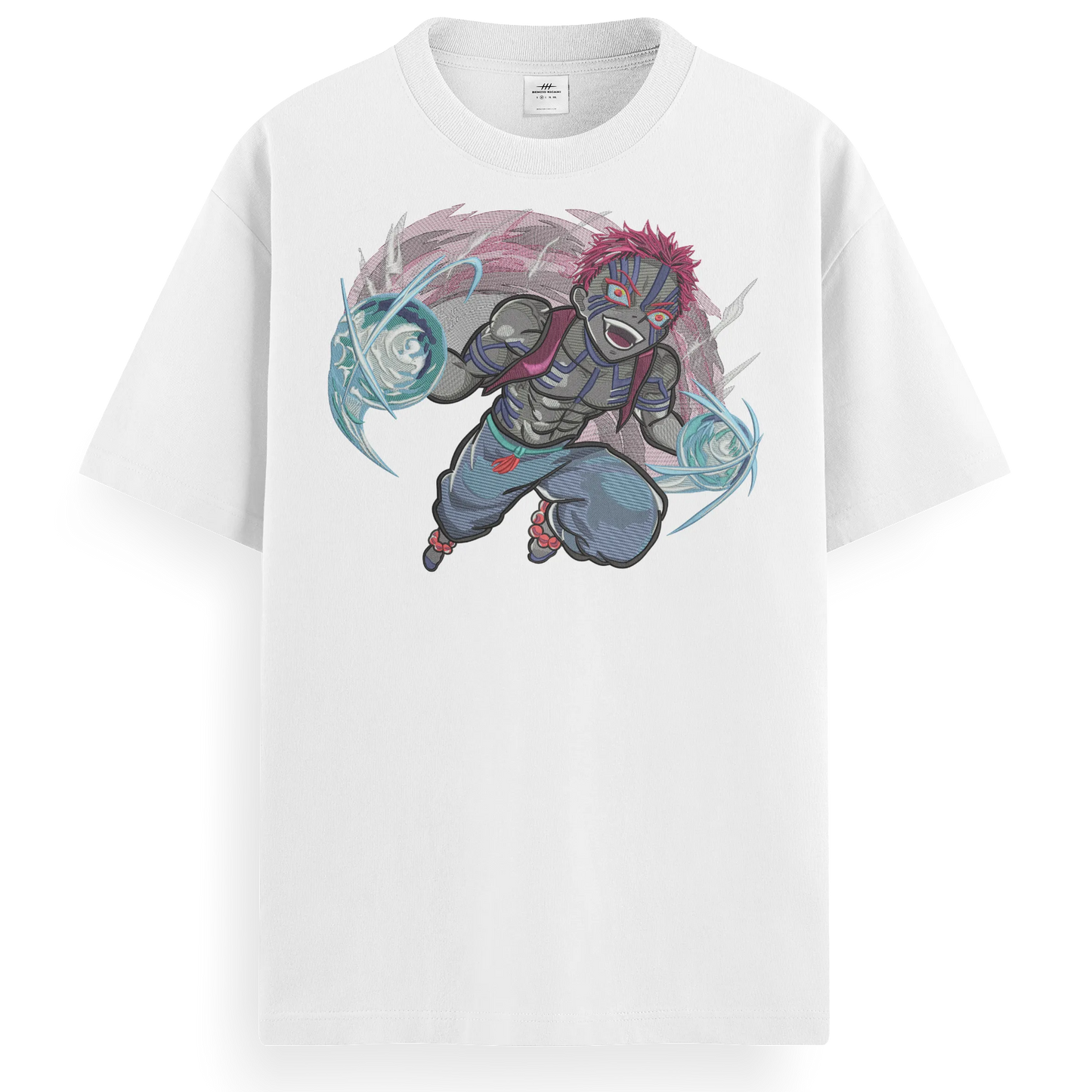 T-shirt Ricamata Akaza x Demon Slayer  - Made in Italy