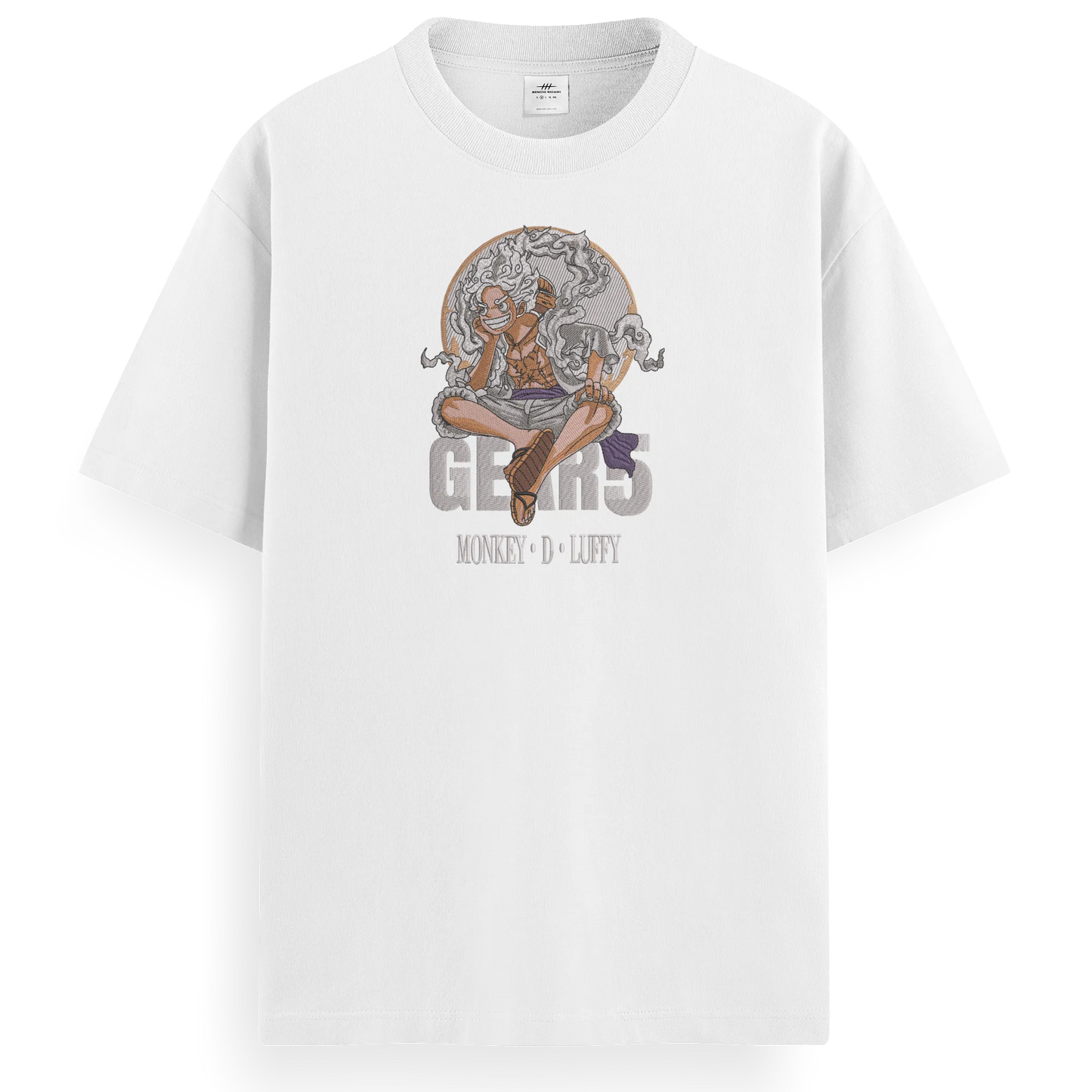 T-shirt Ricamata Luffy gear 5 x One piece  - Made in Italy