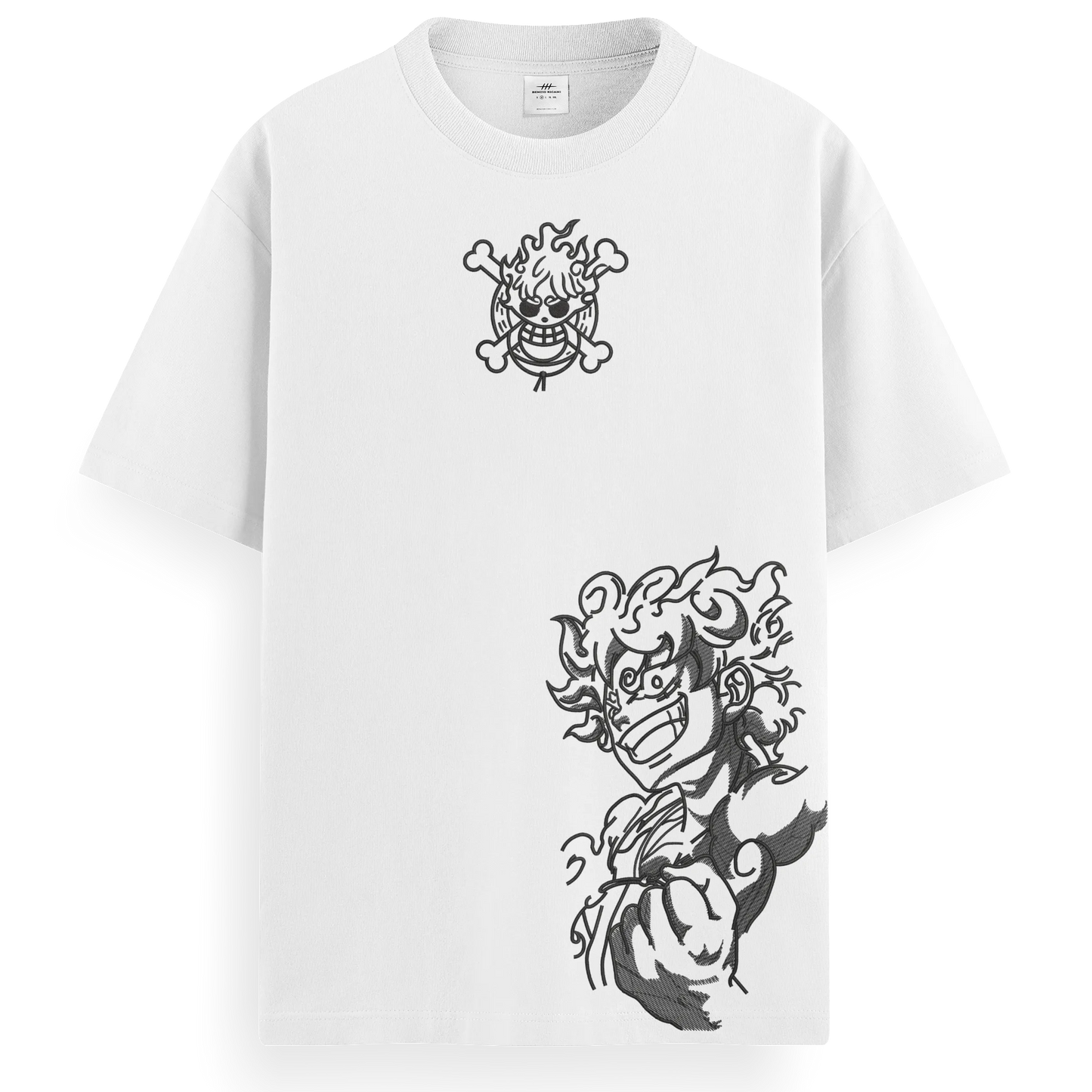 T-shirt Ricamata Luffy gear 5 profilo x One piece  - Made in Italy