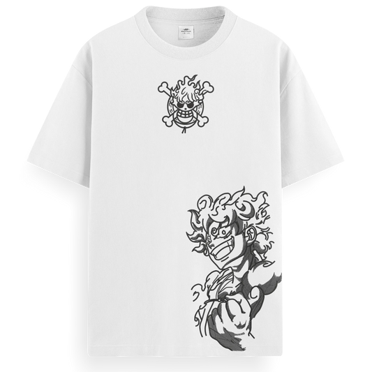 T-shirt Ricamata Luffy gear 5 profilo x One piece  - Made in Italy