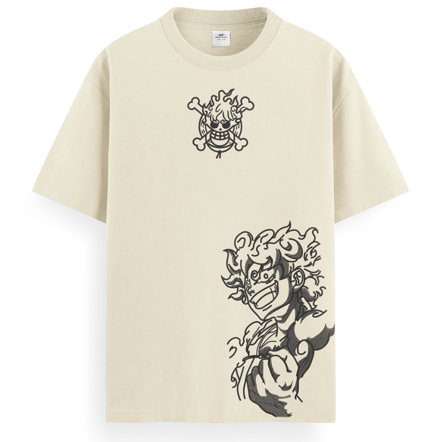 T-shirt Ricamata Luffy gear 5 profilo x One piece  - Made in Italy