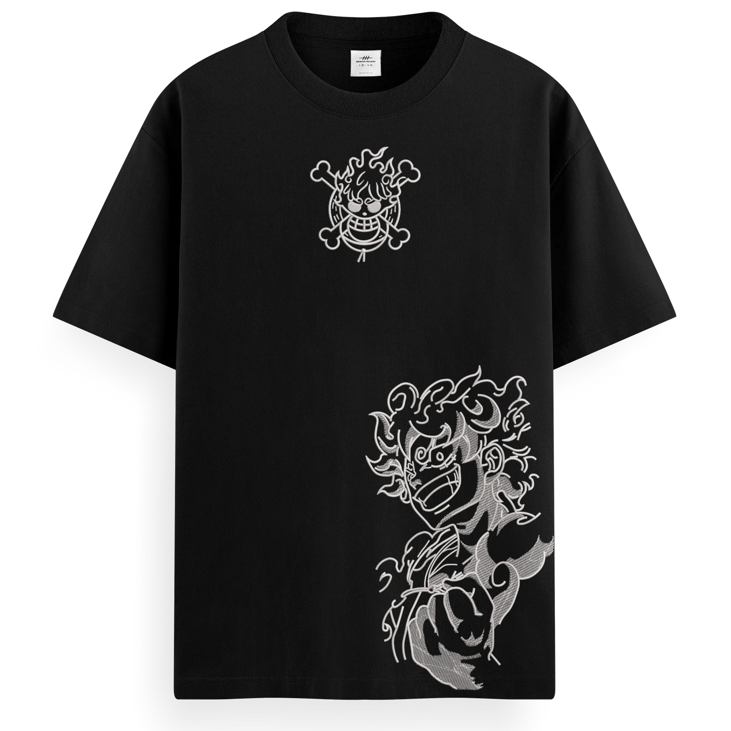 T-shirt Ricamata Luffy gear 5 profilo x One piece  - Made in Italy